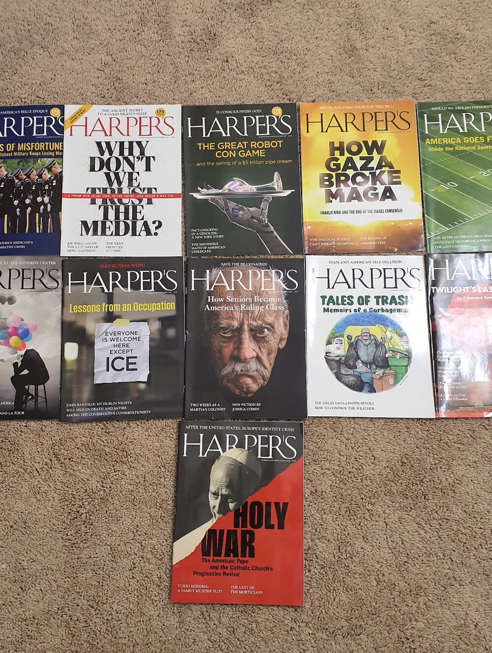HARPER’S MAGAZINE Lot Of 11 Oct 2025 To Aug 2026 Issues For Magazine Collectors